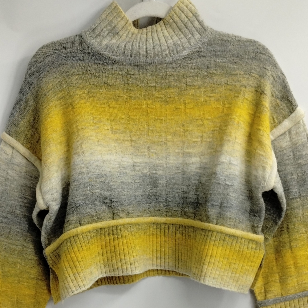 Anthropologie Pilcro Ombre Yellow Striped Cropped Sweater - Picture 6 of 15